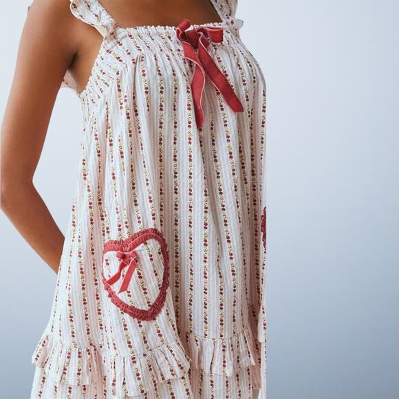 Urban Outfitters Out From Under Hearts Desire Lounge Dress Red Small Coquette - Picture 2 of 10